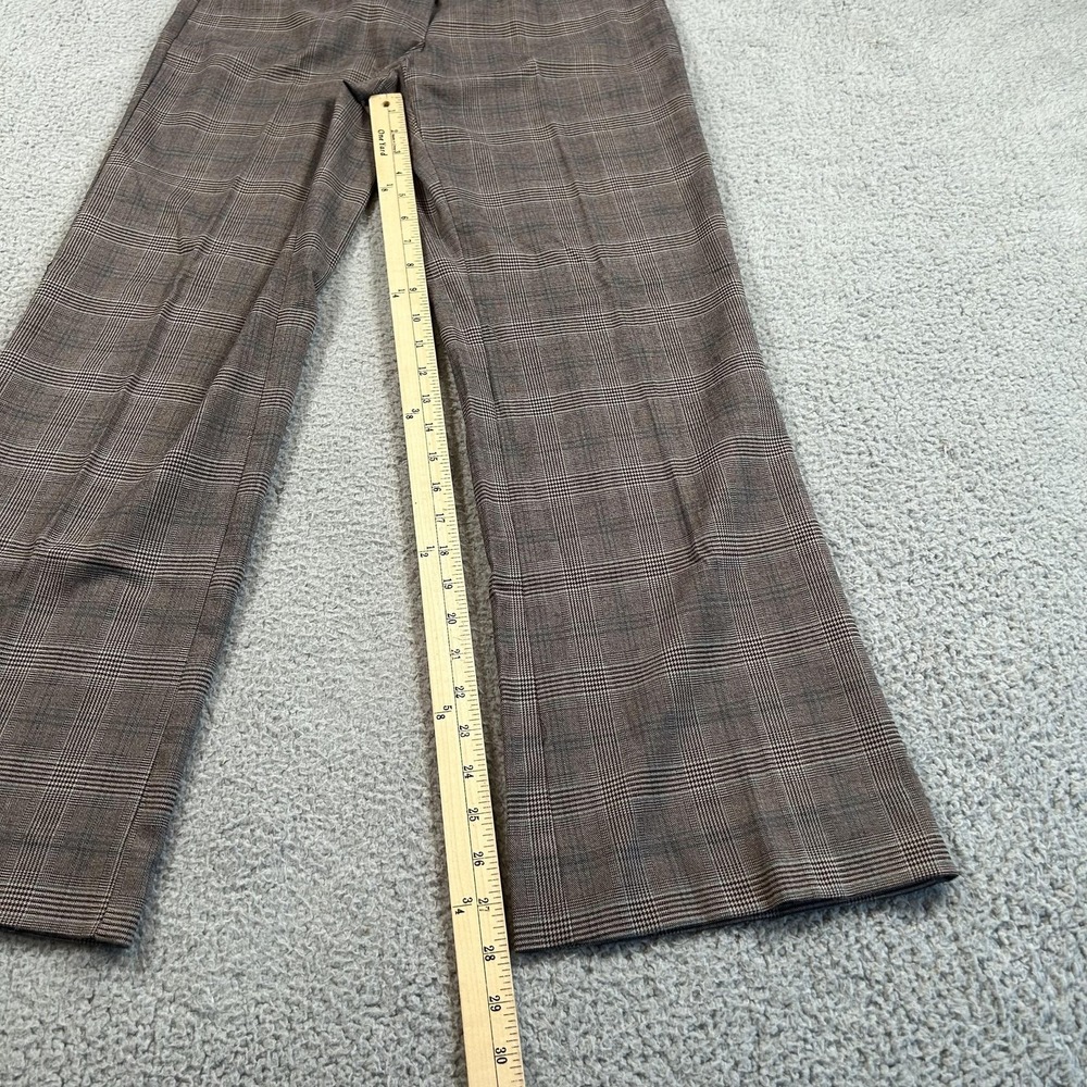 Hybrid Pants Womens 6 Brown Glen Plaid Side Zip Flare Trouser Career Dress Work - Picture 11 of 16